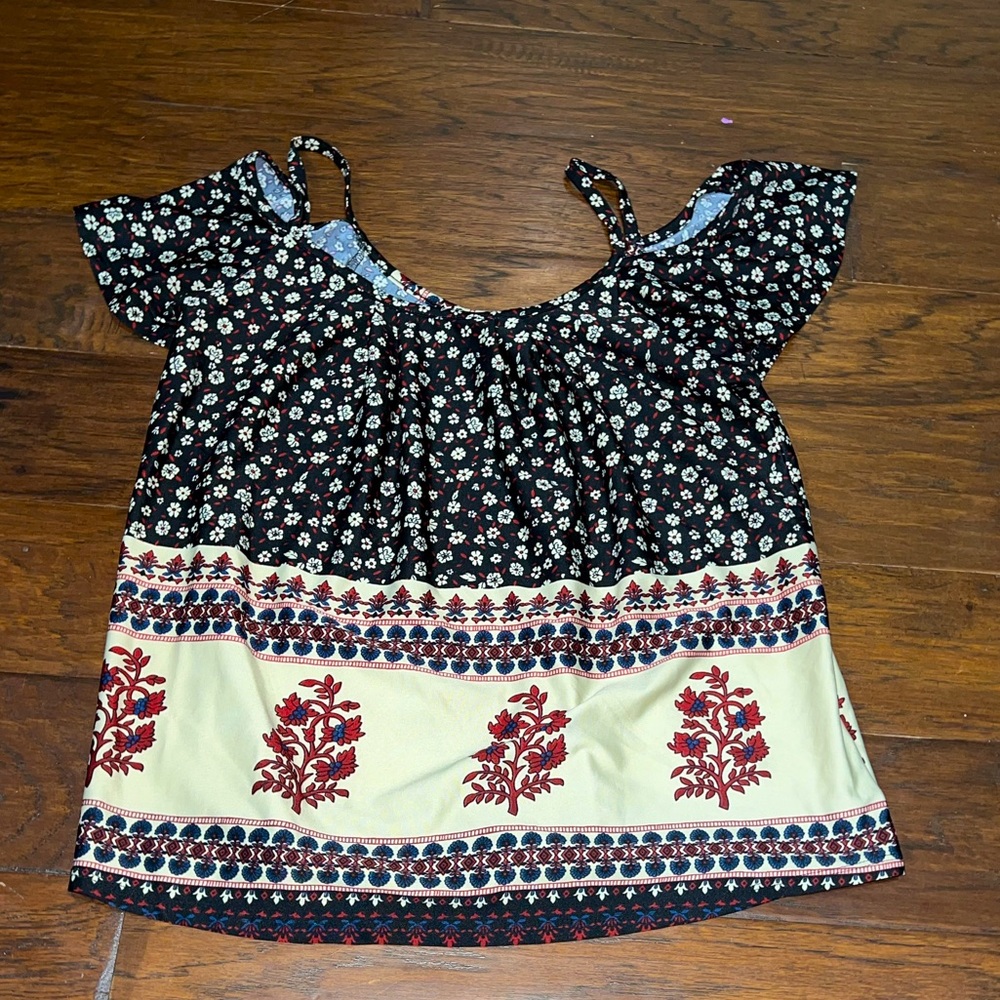 Patterned off the shoulder top
